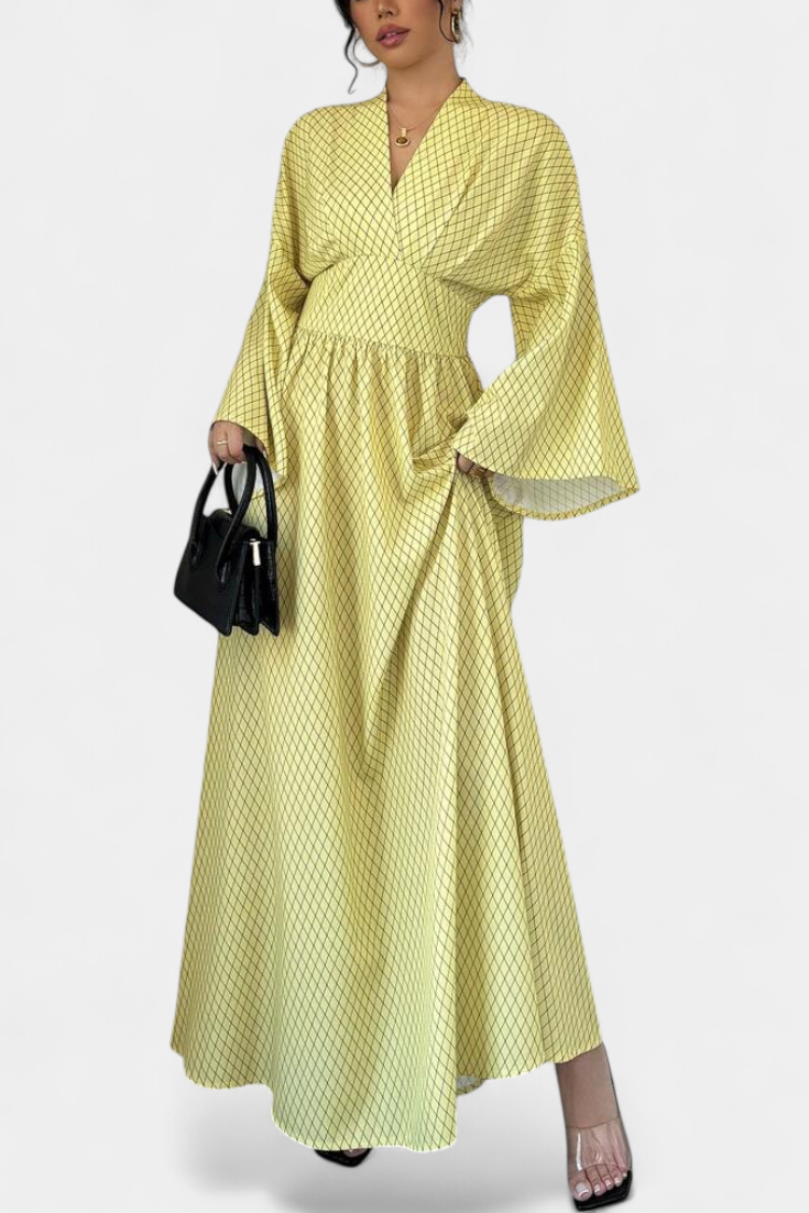 Anelia - Maxi Geometric Dress with V Neckline