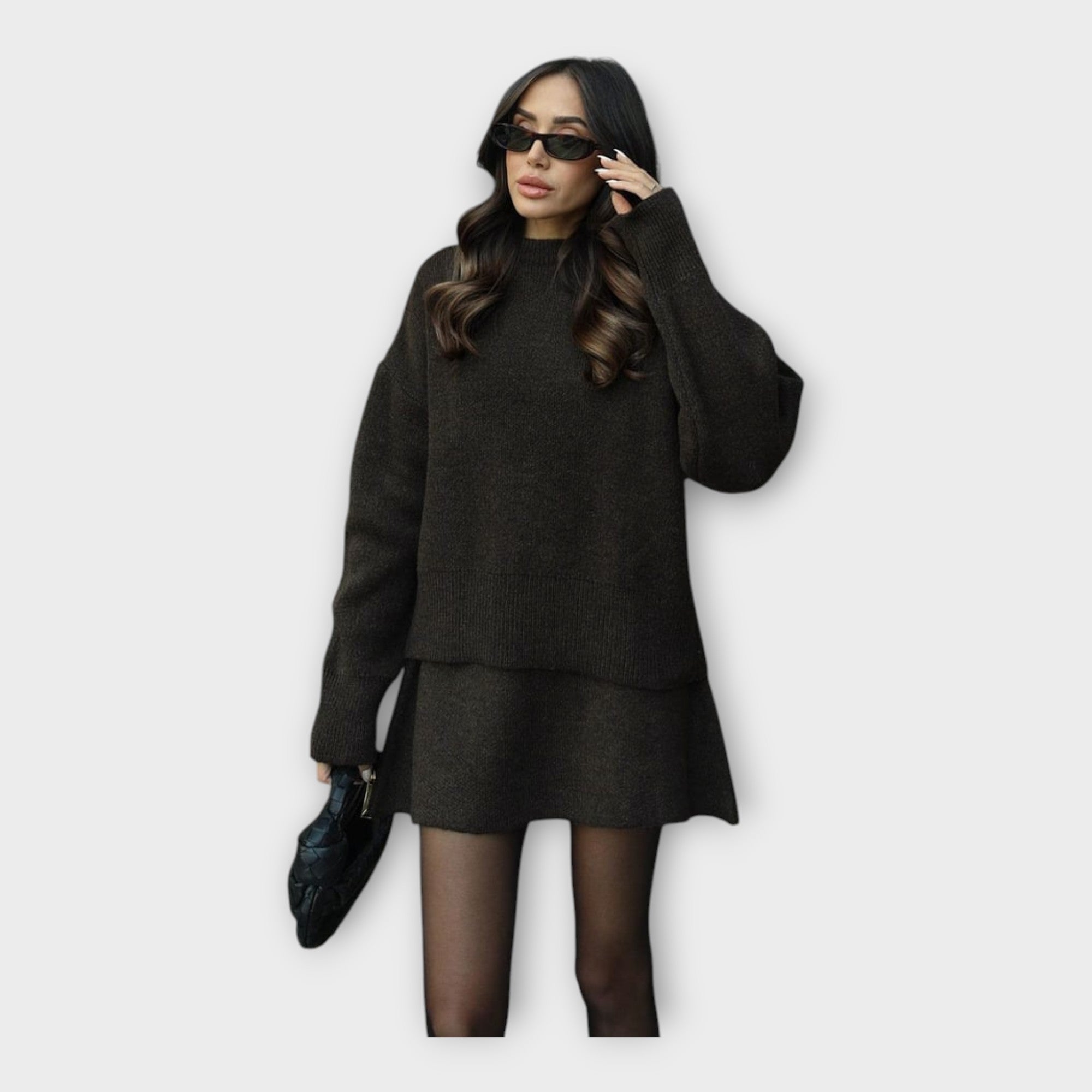 Knitted Blouse and Skirt Set with a Modern Line