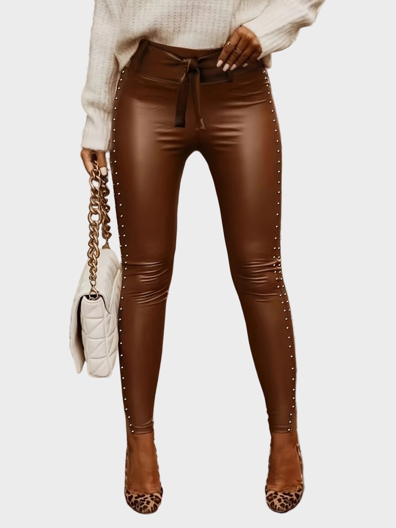Celene | Leather Pants with Prints