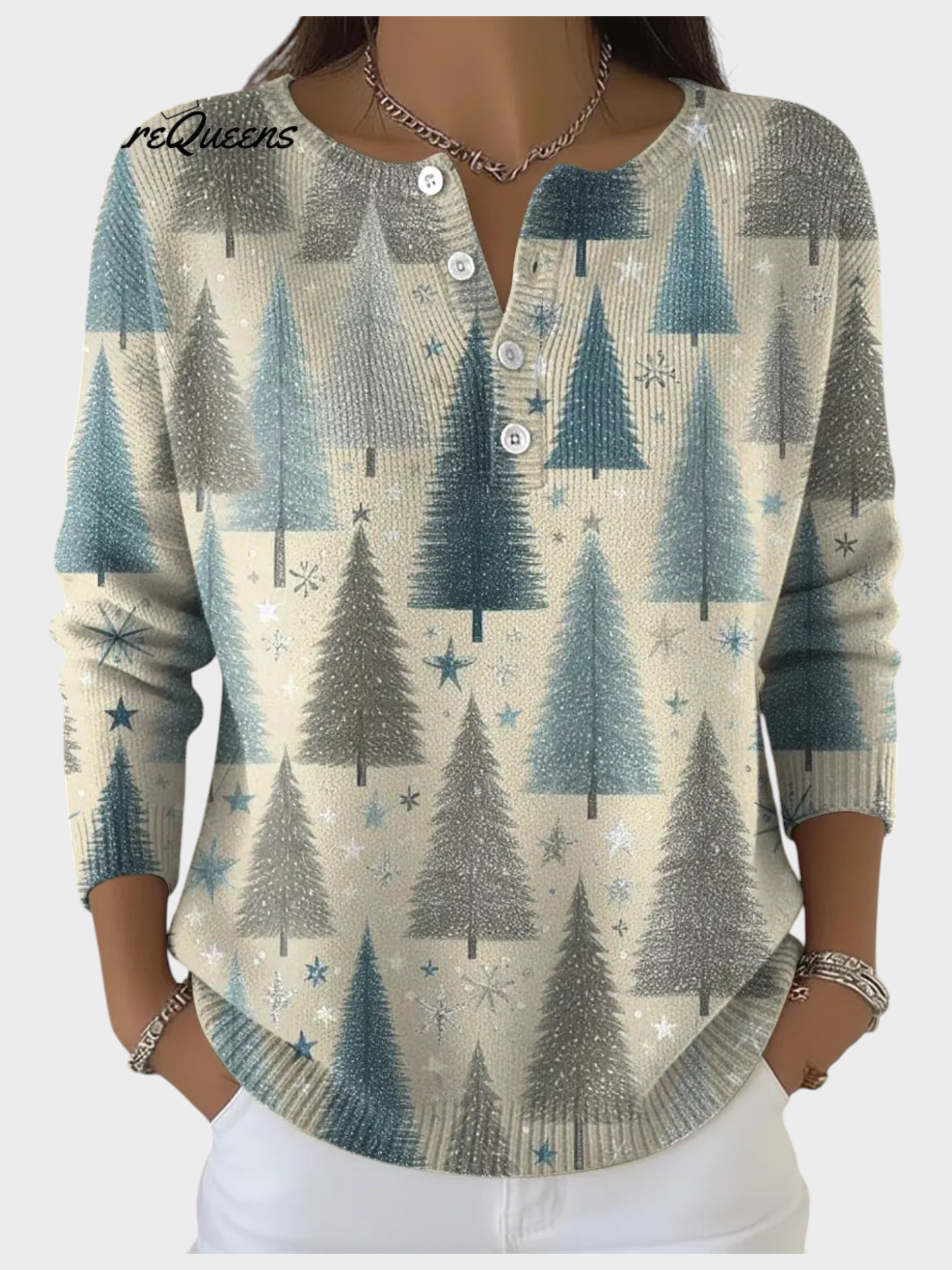 Teresa | Women's Christmas sweater with printed pattern