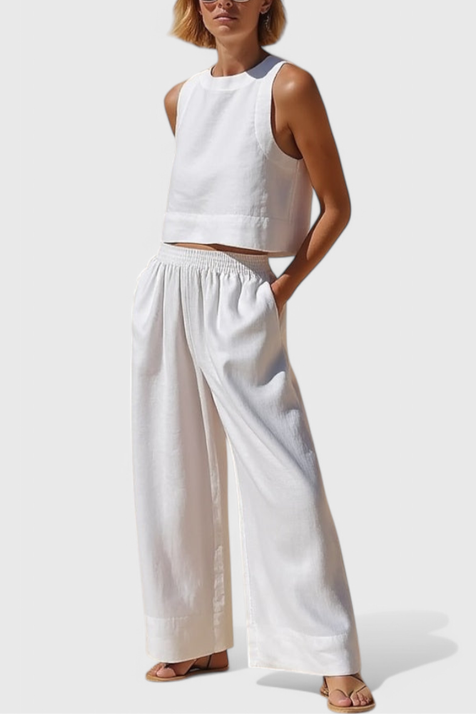 Avelina Minimalist Set in Lightweight Cotton and Linen