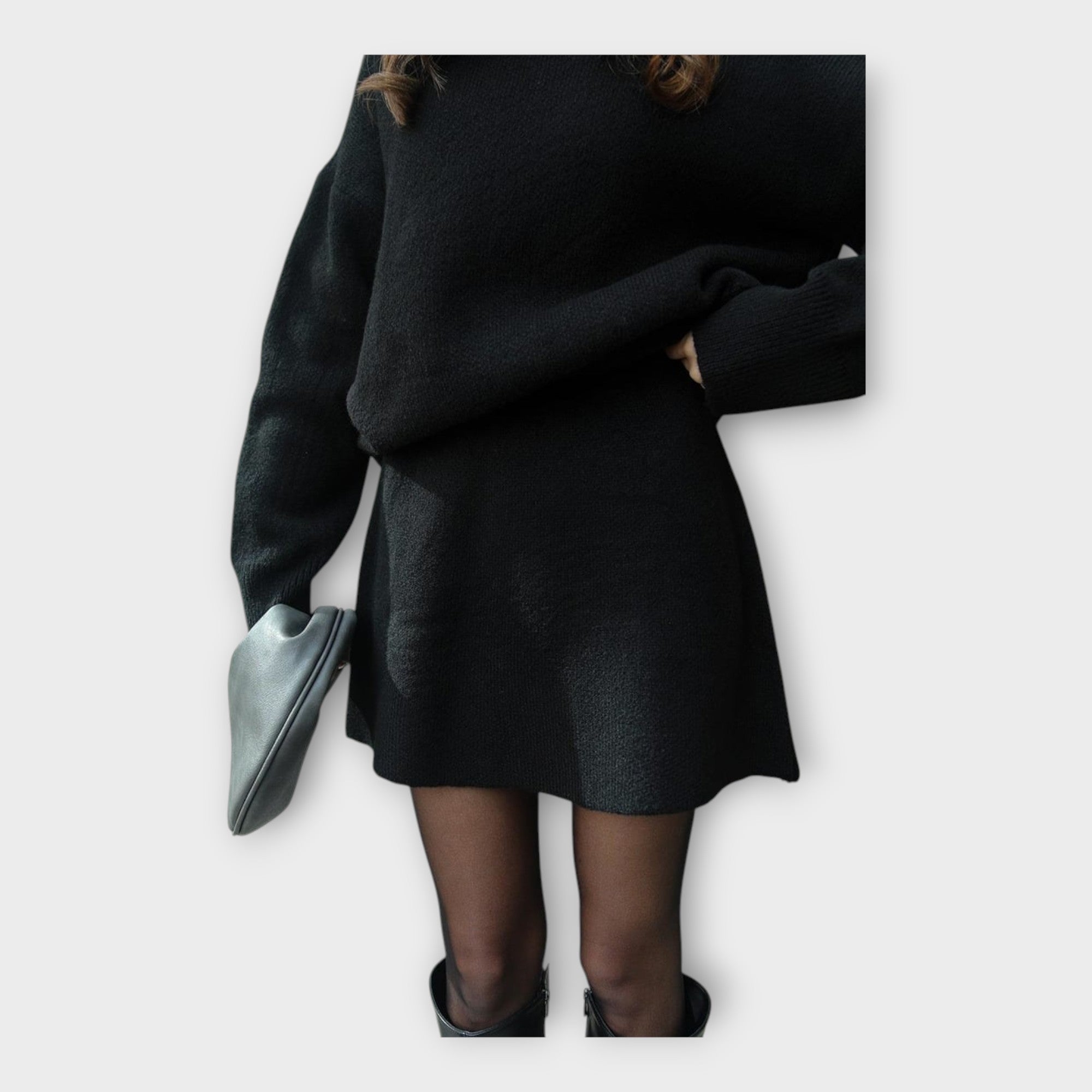 Knitted Blouse and Skirt Set with a Modern Line