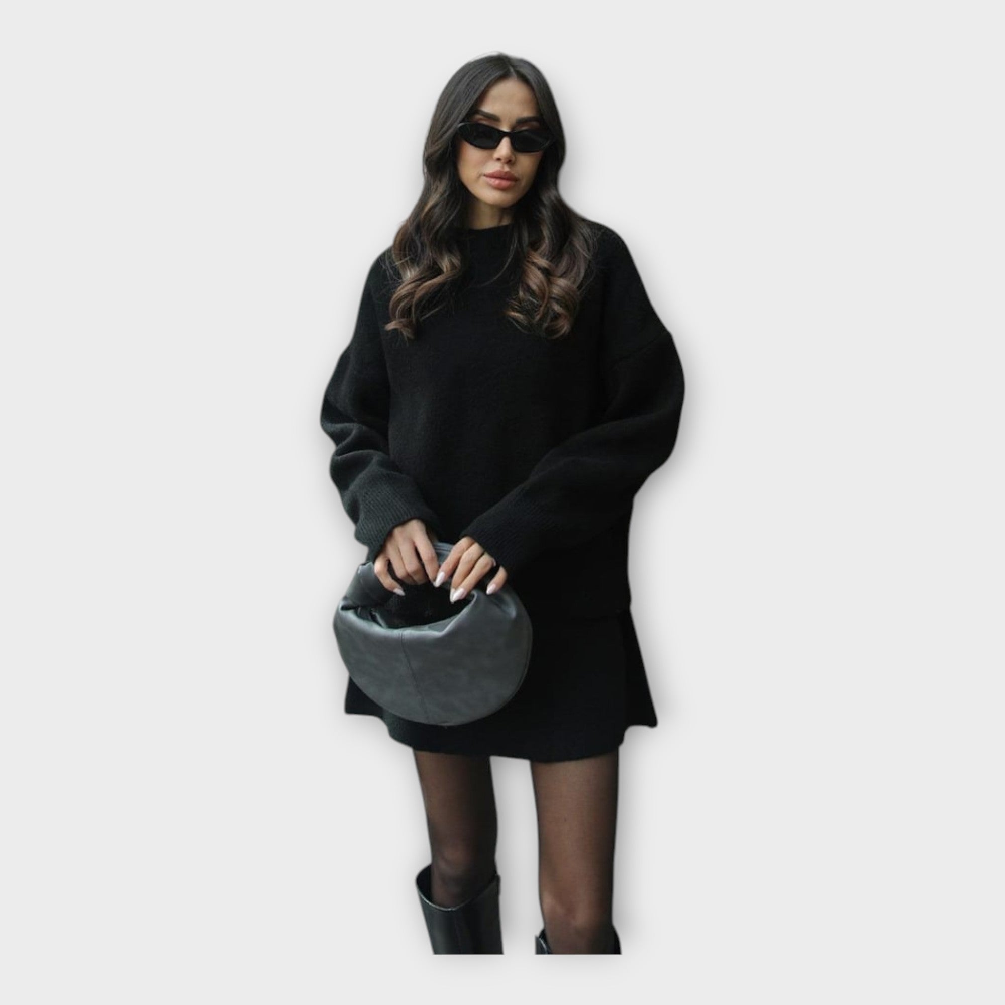 Knitted Blouse and Skirt Set with a Modern Line