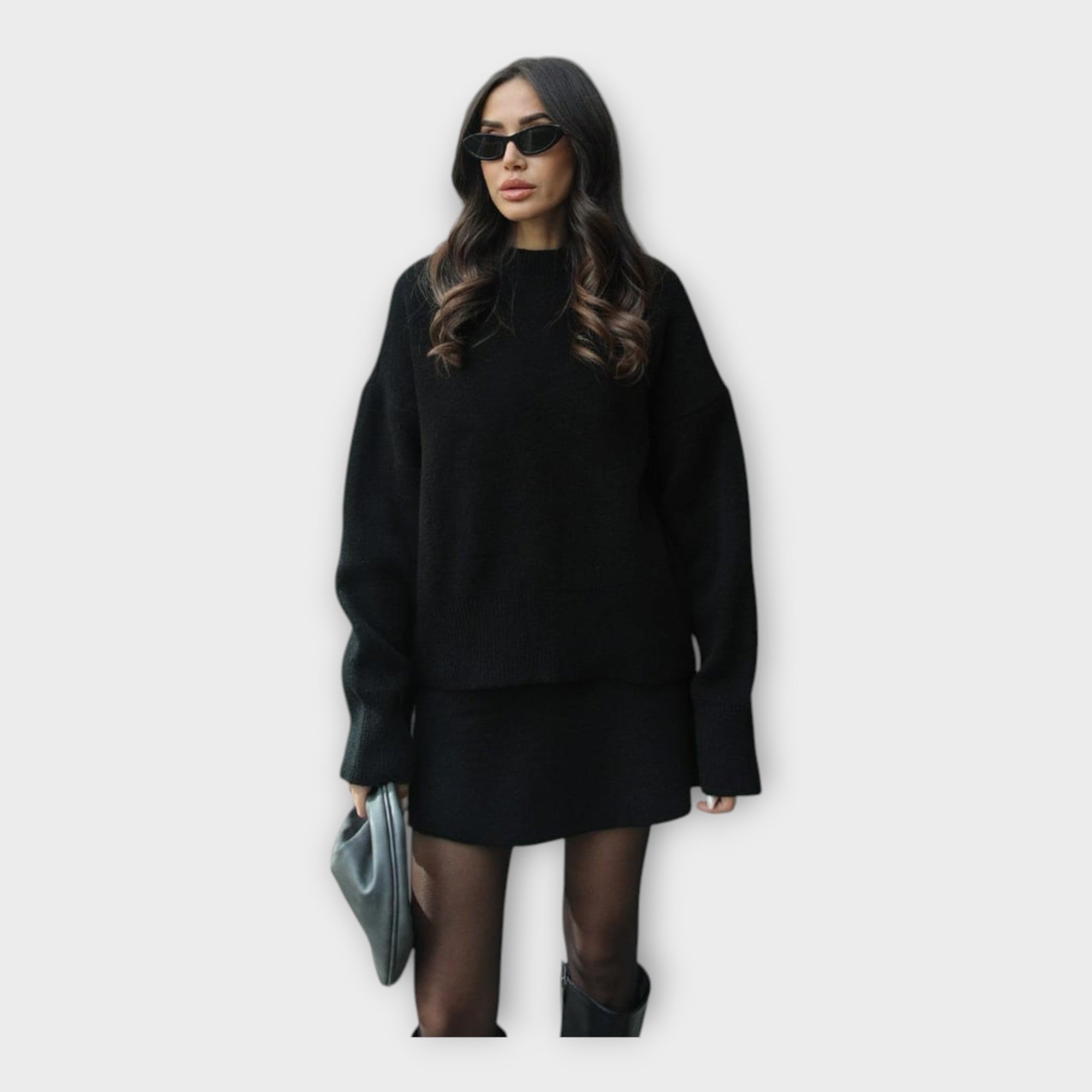 Knitted Blouse and Skirt Set with a Modern Line