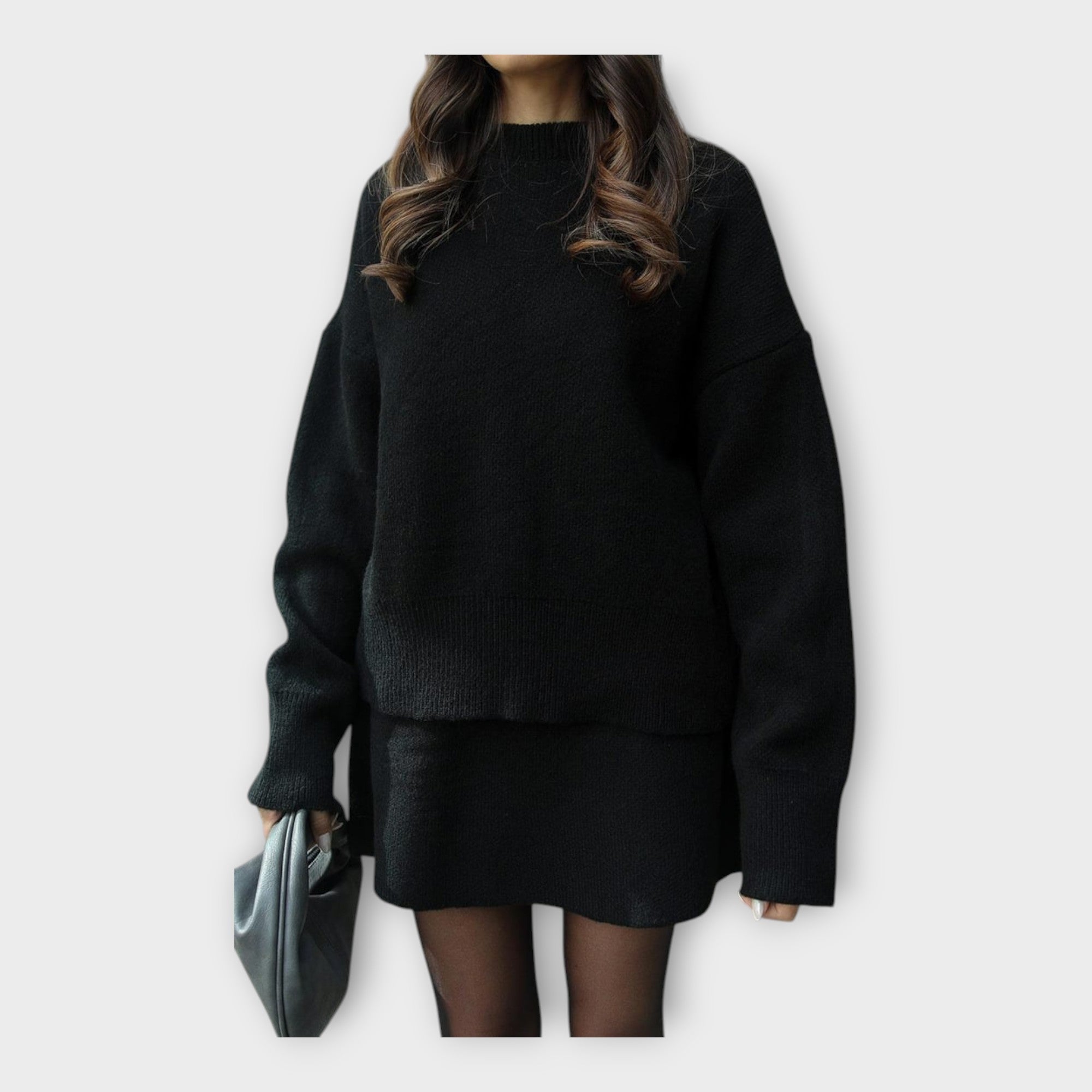 Knitted Blouse and Skirt Set with a Modern Line