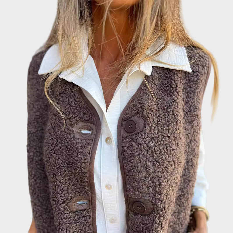 Lynora | Short Warm Vest with Buttons