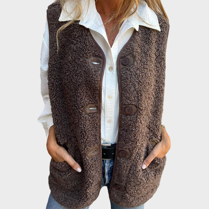 Lynora | Short Warm Vest with Buttons