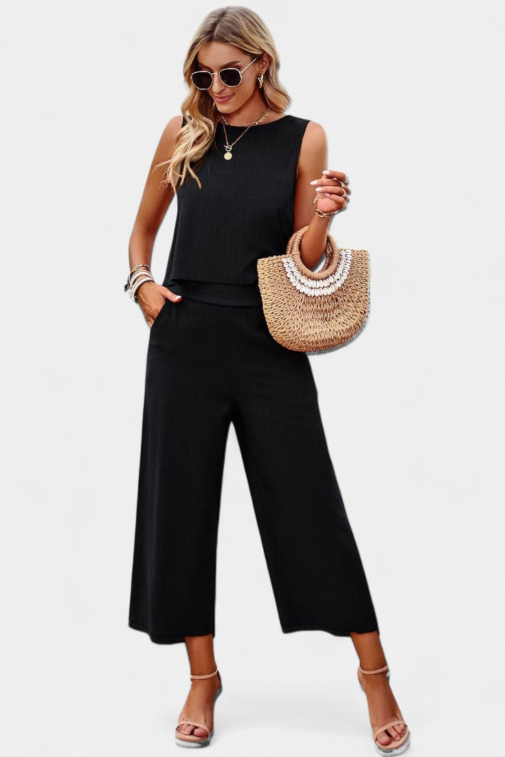 Lavinia Boho Set with Airy Top and Shorts made of Linen and Cotton